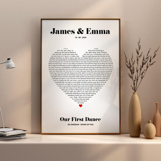 Personalised Heart Shape Song Lyrics Print, Anniversary photo song gift idea, First wedding anniversary gift for her, First dance song photo, Anniversary Gift, Paper Anniversary, Wedding Gift, First Dance, Heart Lyrics, Custom Lyrics Print, Our Song