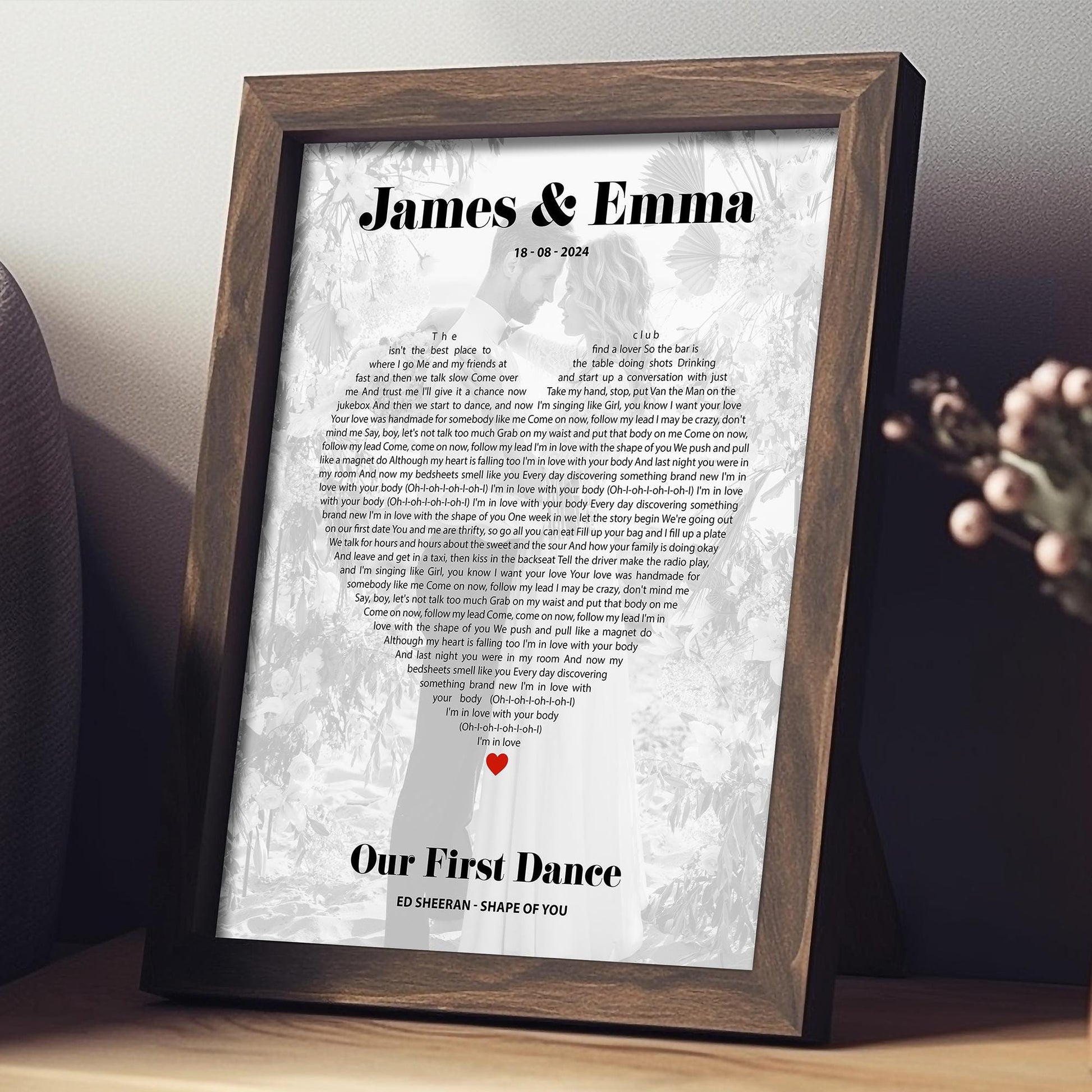 Personalised Heart Shape Song Lyrics Print, Anniversary photo song gift idea, First wedding anniversary gift for her, First dance song photo, Anniversary Gift, Paper Anniversary, Wedding Gift, First Dance, Heart Lyrics, Custom Lyrics Print, Our Song