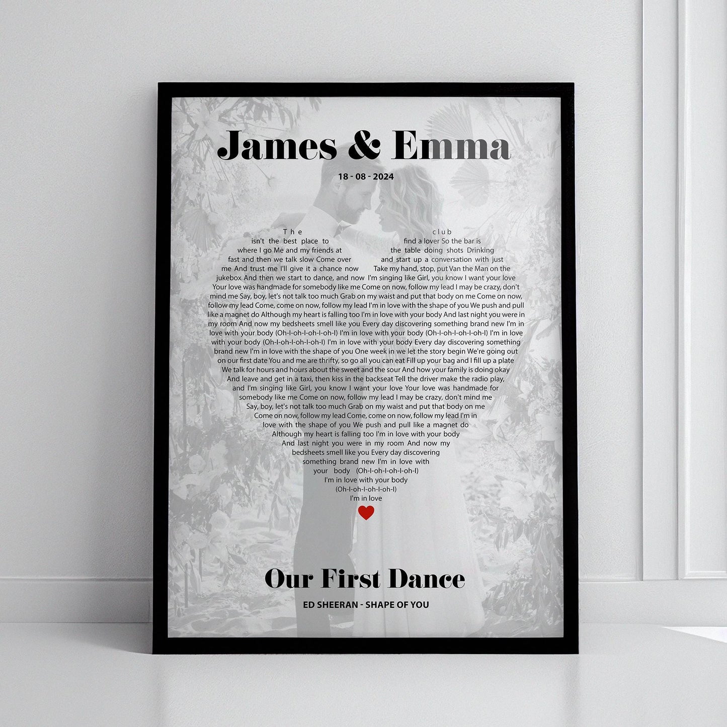 Personalised Heart Shape Song Lyrics Print, Anniversary photo song gift idea, First wedding anniversary gift for her, First dance song photo, Anniversary Gift, Paper Anniversary, Wedding Gift, First Dance, Heart Lyrics, Custom Lyrics Print, Our Song