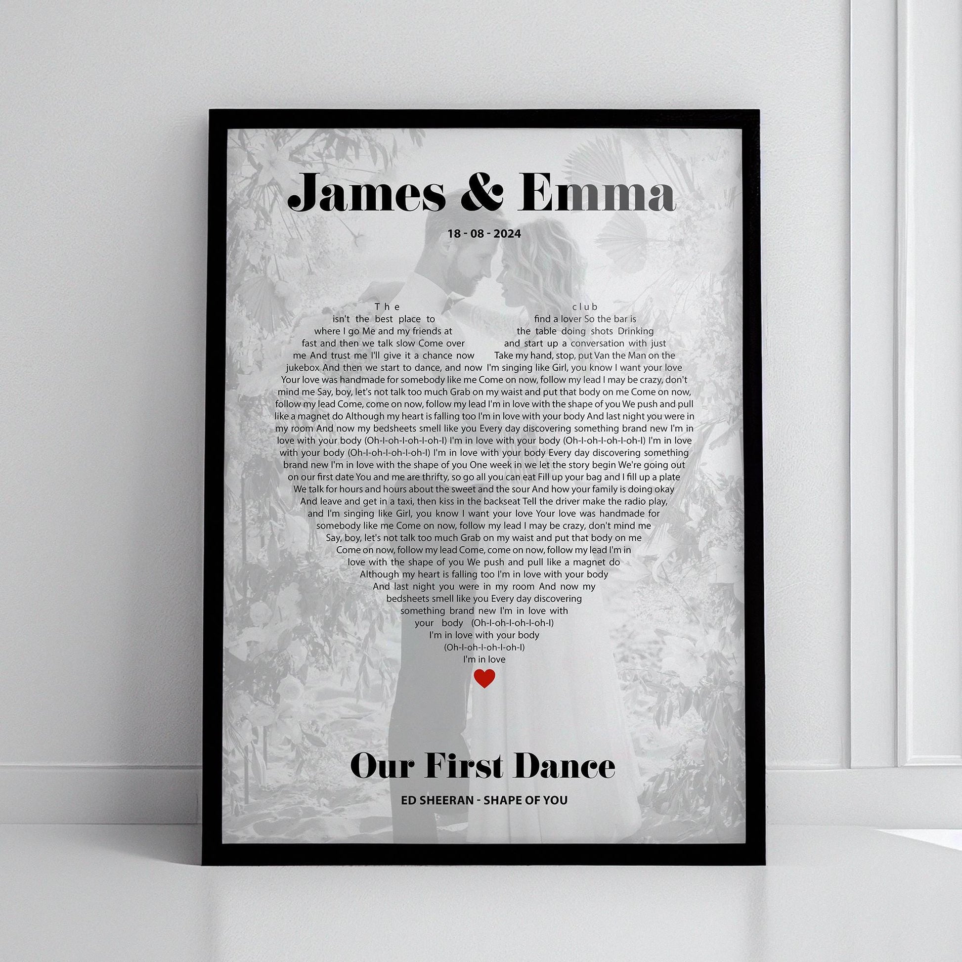 Personalised Heart Shape Song Lyrics Print, Anniversary photo song gift idea, First wedding anniversary gift for her, First dance song photo, Anniversary Gift, Paper Anniversary, Wedding Gift, First Dance, Heart Lyrics, Custom Lyrics Print, Our Song