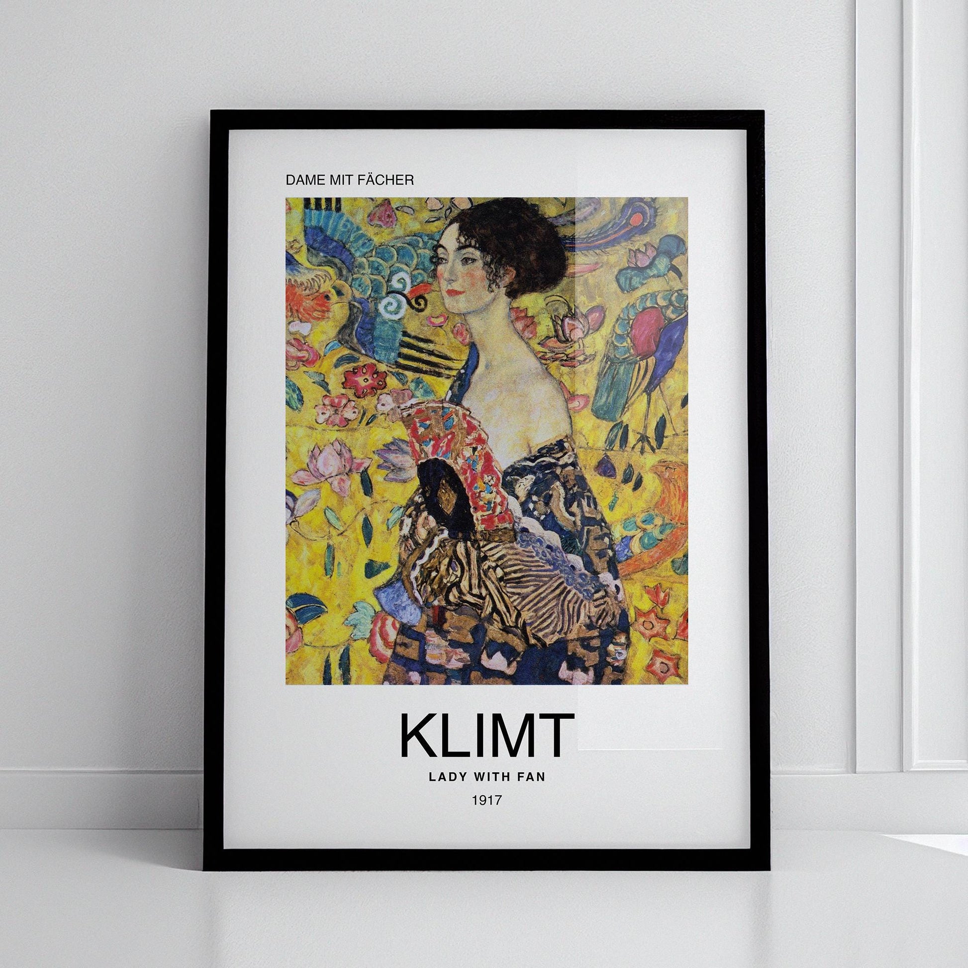 Woman with fan by Klimt Poster Print – Classic and famous vintage wall art, famous painting, Post-Impressionist, Home Decor Fine Arts