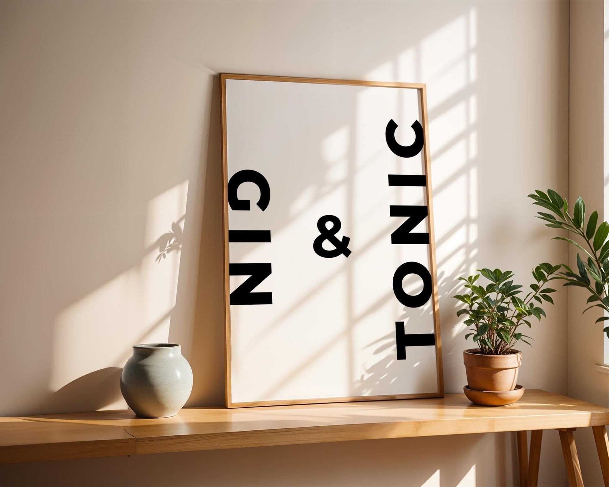 Gin and Tonic Print - Gin Poster, Kitchen Decor, Bar Art, Cocktail Poster, Minimalist Typography, Cocktail Prints, Kitchen Bar Drink Poster