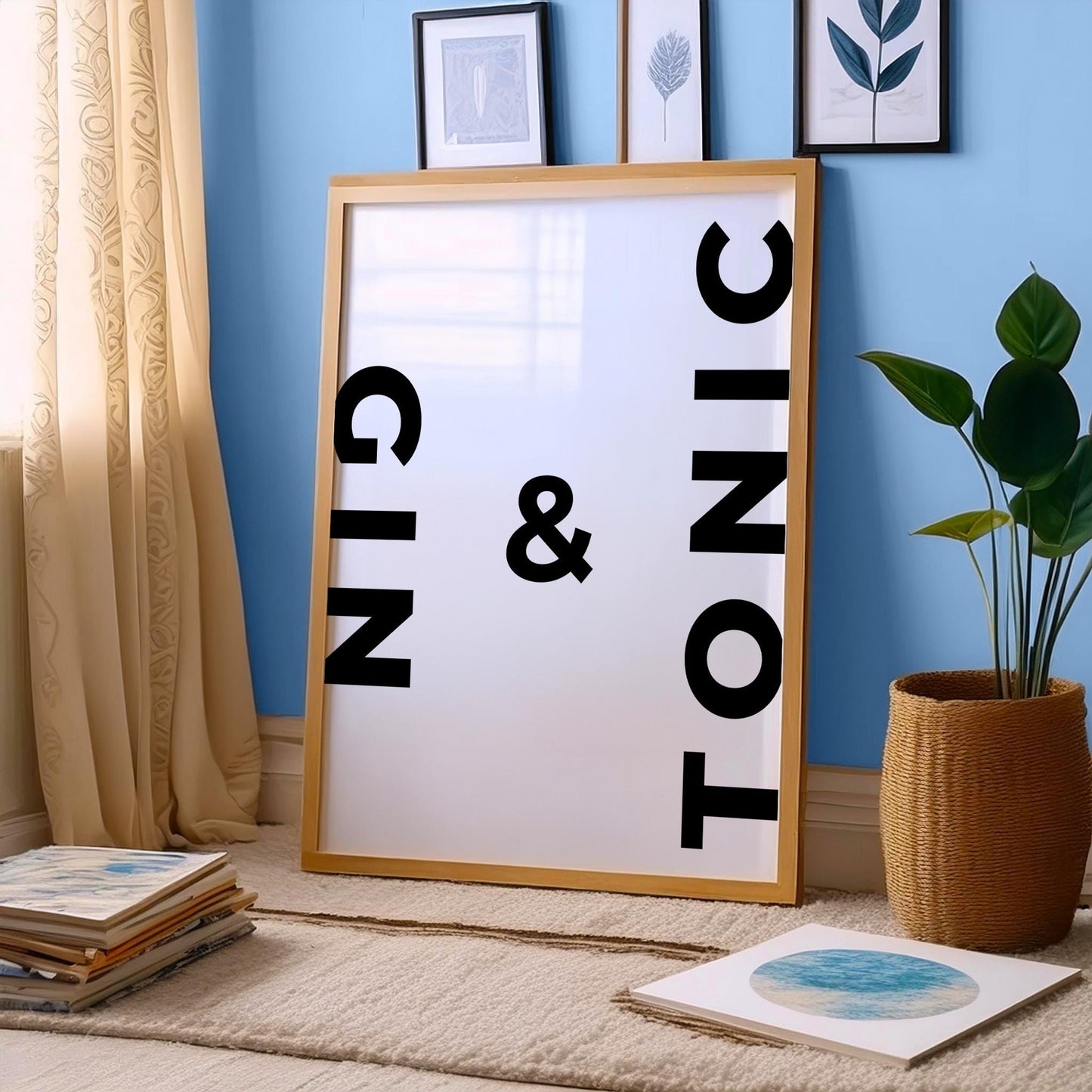 Gin and Tonic Print - Gin Poster, Kitchen Decor, Bar Art, Cocktail Poster, Minimalist Typography, Cocktail Prints, Kitchen Bar Drink Poster