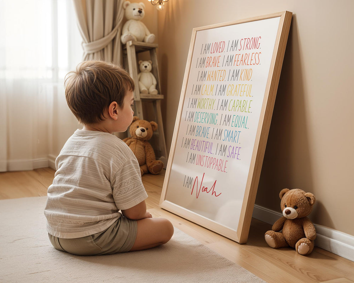 Kid Positive Affirmations Wall Decor,Inspirational Wall Art Canvas,I am Kind Brave Motivational Canvas Prints Framed Wall Art for Home Kids Room Kid Positive Affirmations Wall Decor,Inspirational Wall Art Canvas,I am Kind Brave Motivational Canvas Prints Framed Wall Art for Home Kids Room