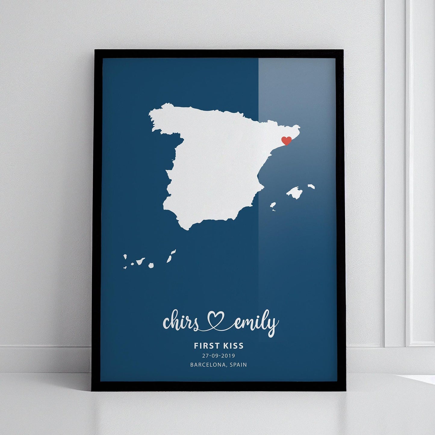 Personalised Map Print, Engagement location print, Wedding anniversary map print, Custom map print, Wedding, Gift for couple, Travel Map