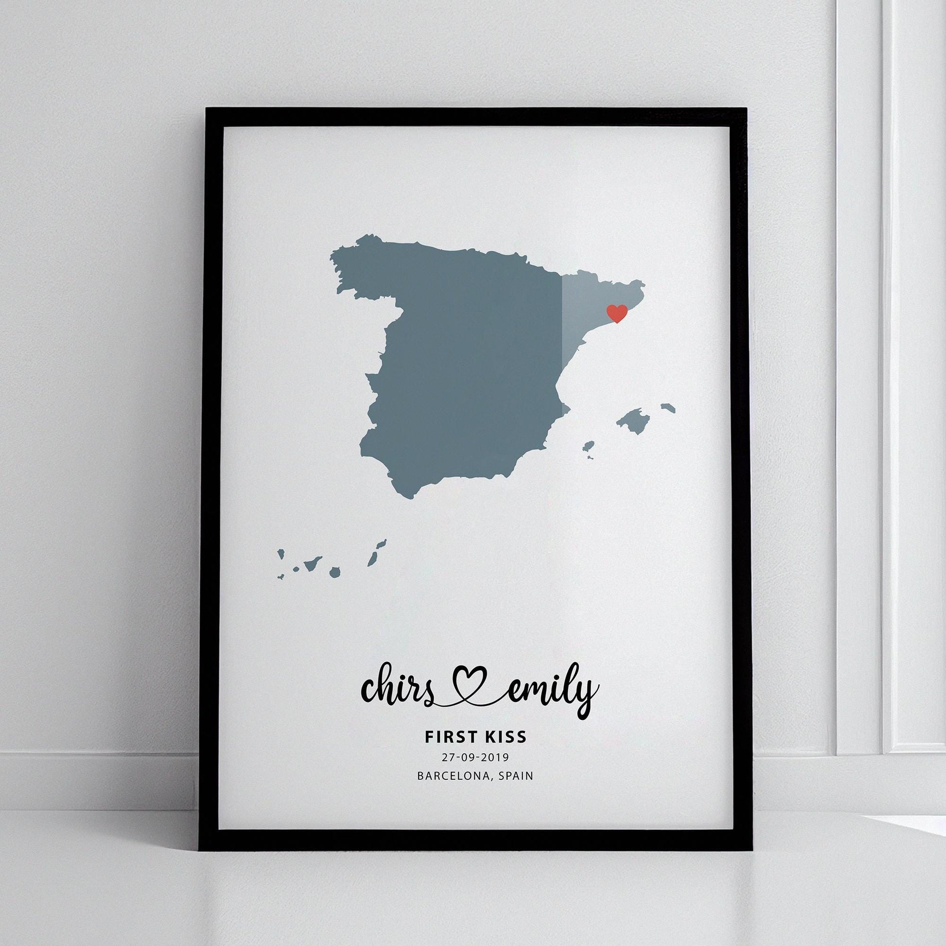 Personalised Map Print, Engagement location print, Wedding anniversary map print, Custom map print, Wedding, Gift for couple, Travel Map