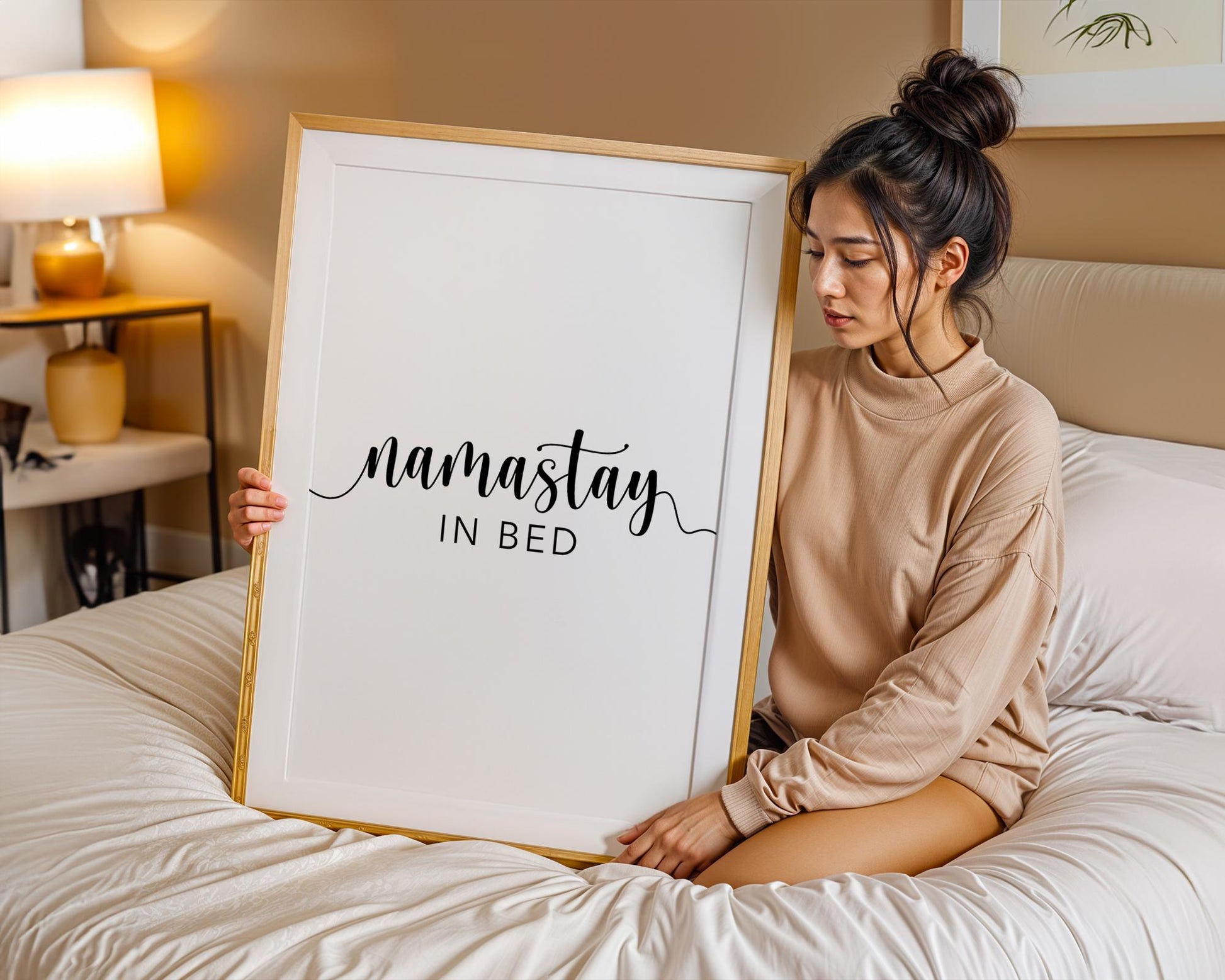 Bedroom Prints – Namastay In Bed is a bedroom wall art, decor, Minimalistic, Gift for couple, Namaste Print, Home Art Prints, Above Bed Signs, Over The Bed Sign, Couple Wall Arts, Home Prints, Boho Art Prints, Words for Bedroom, Trendy Posters