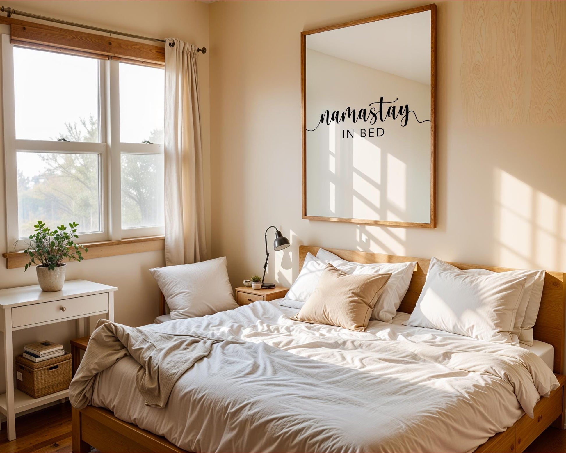 Bedroom Prints – Namastay In Bed is a bedroom wall art, decor, Minimalistic, Gift for couple, Namaste Print, Home Art Prints, Above Bed Signs, Over The Bed Sign, Couple Wall Arts, Home Prints, Boho Art Prints, Words for Bedroom, Trendy Posters