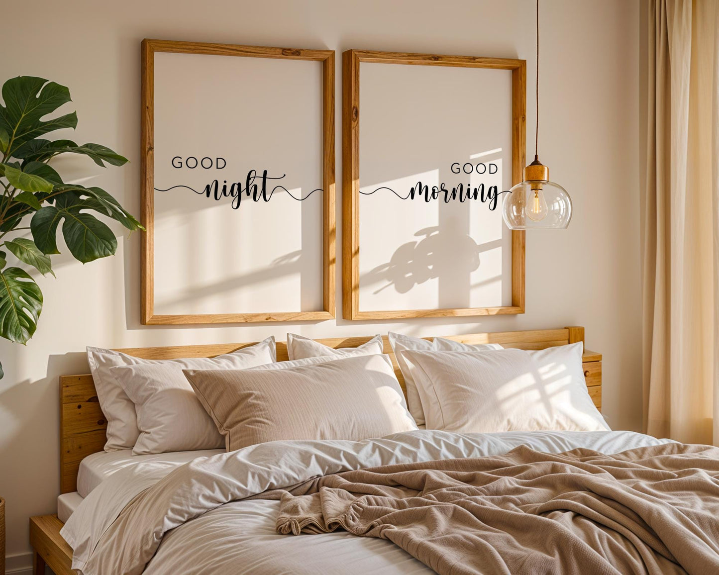 Bedroom Prints – Set of Good Morning and Good Night Bedroom Prints, Minimalistic, Black And White Prints, Gift For Couple, Home Art Prints, Above Bed Signs, Over The Bed Sign, Couple Wall Arts, Boho Art Prints, Words for Bedroom, Trendy Posters