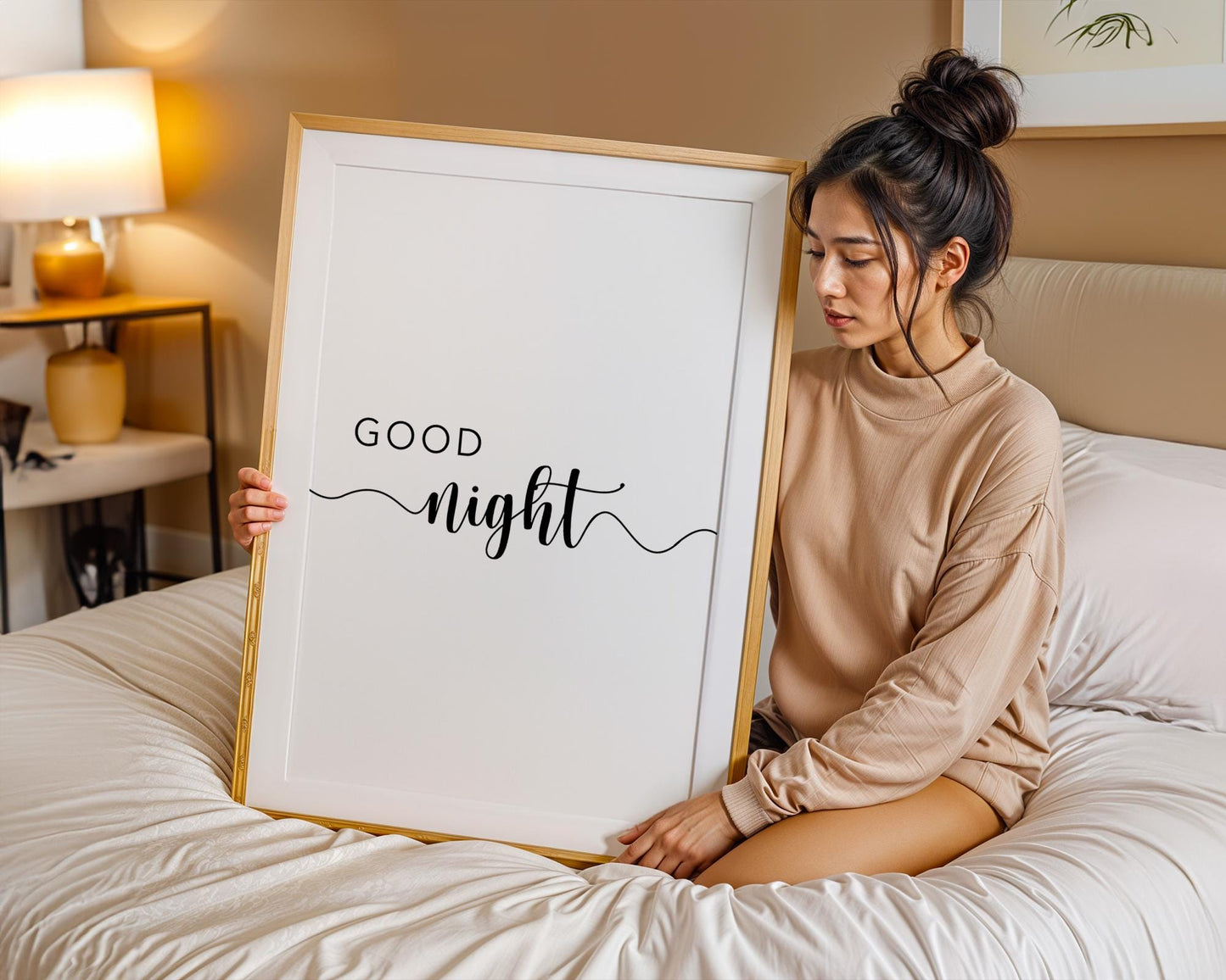 Bedroom Prints – Good Night Is A Bedroom Wall Art, Minimalistic, Black And White Prints, Gift For Couple, Home Art Prints, Above Bed Signs, Over The Bed Sign, Couple Wall Arts, Home Prints, Boho Art Prints, Words for Bedroom, Trendy Posters