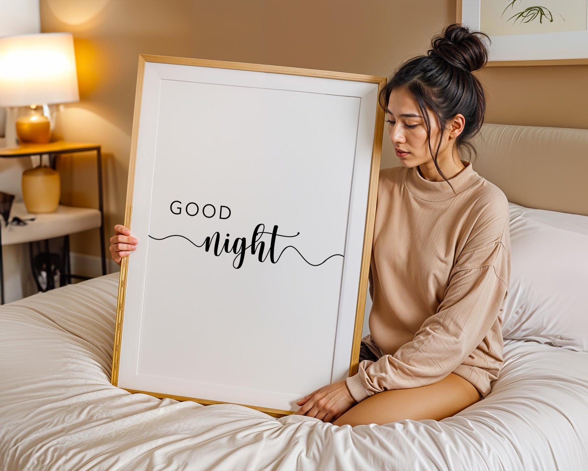 Bedroom Prints – Good Night Is A Bedroom Wall Art, Minimalistic, Black And White Prints, Gift For Couple, Home Art Prints, Above Bed Signs, Over The Bed Sign, Couple Wall Arts, Home Prints, Boho Art Prints, Words for Bedroom, Trendy Posters
