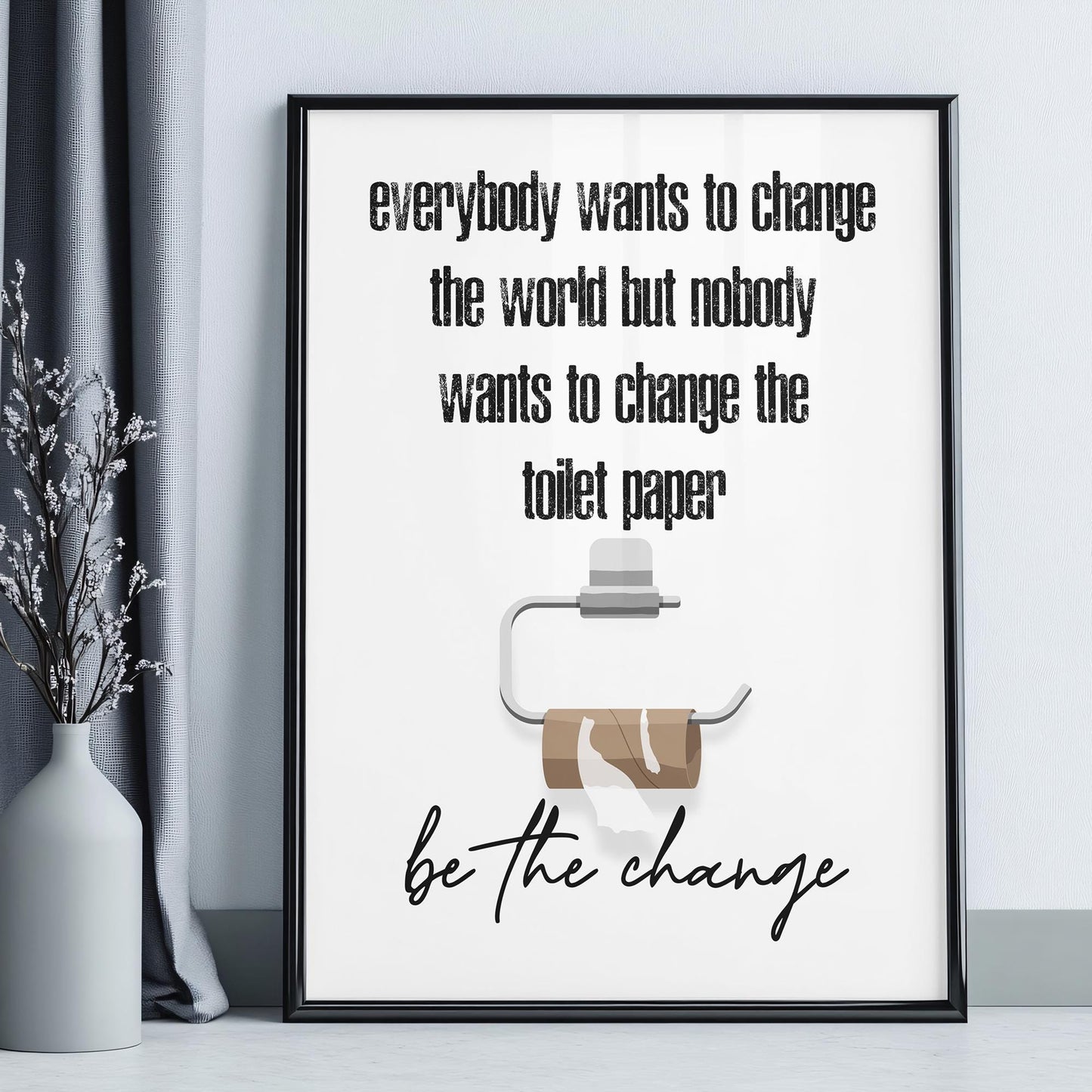 Funny Toilet Wall Art - Colourful wall decor for toilet, funny bathroom wall art, toilet paper, toilet print, toilet roll need replacement, toilet decor wall art, wall frame for bathroom, gift idea for new bathroom, toilet humour, change toilet paper