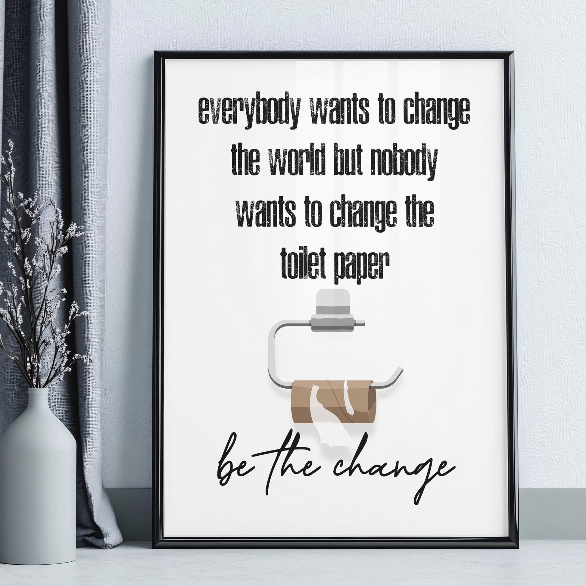 Funny Toilet Wall Art - Colourful wall decor for toilet, funny bathroom wall art, toilet paper, toilet print, toilet roll need replacement, toilet decor wall art, wall frame for bathroom, gift idea for new bathroom, toilet humour, change toilet paper