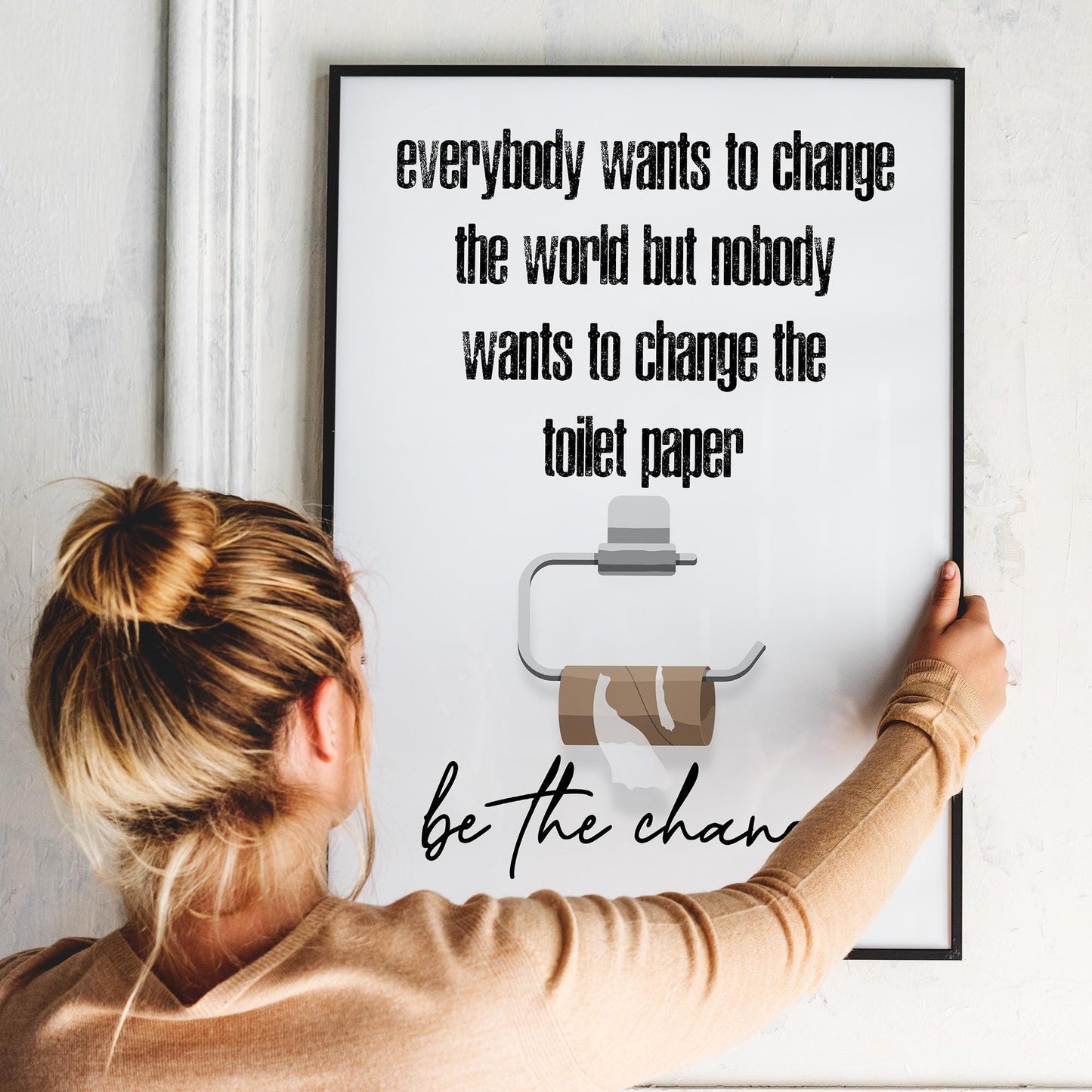 Funny Toilet Wall Art - Colourful wall decor for toilet, funny bathroom wall art, toilet paper, toilet print, toilet roll need replacement, toilet decor wall art, wall frame for bathroom, gift idea for new bathroom, toilet humour, change toilet paper