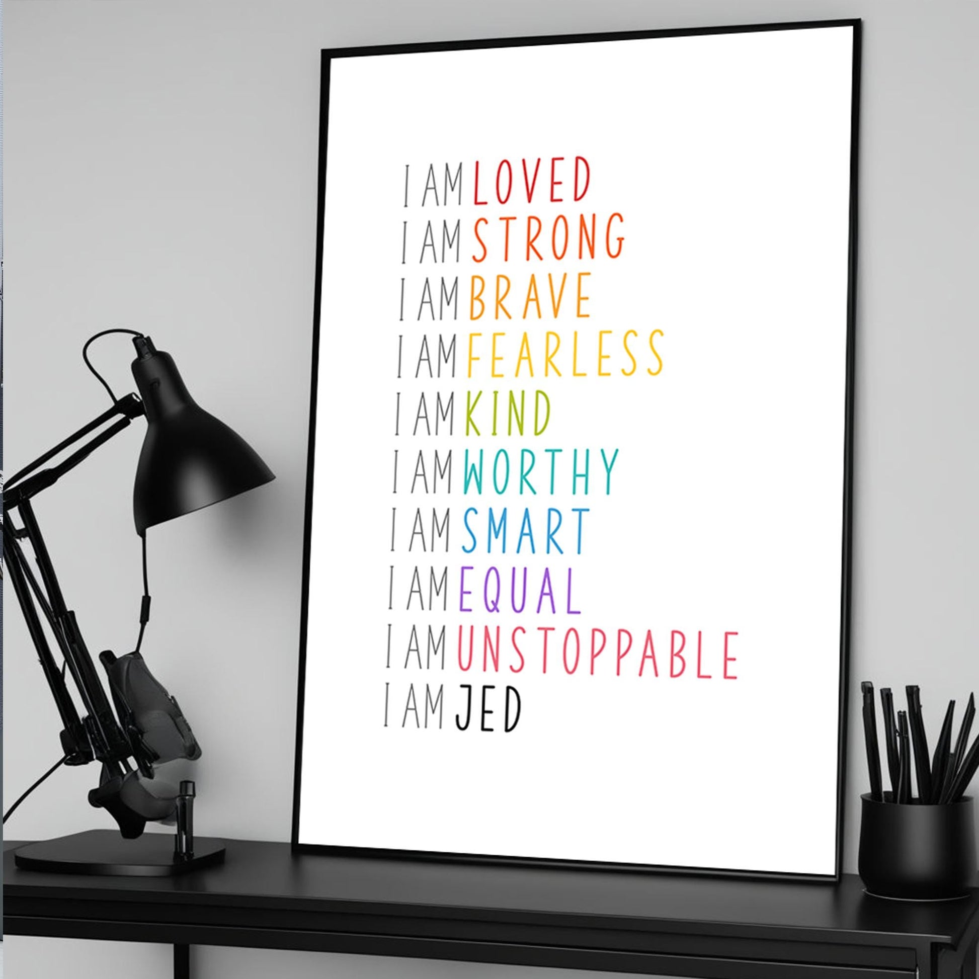 Kids Affirmation Printable Art, Kids Wall Art, Affirmations, Personalised Kids Print, Gifts For Kids, Children Wall Art, Playroom Decor, Daily Affirmations	personalised print kid gift ideas	Motivational Print Mental Health Gift Empowerment