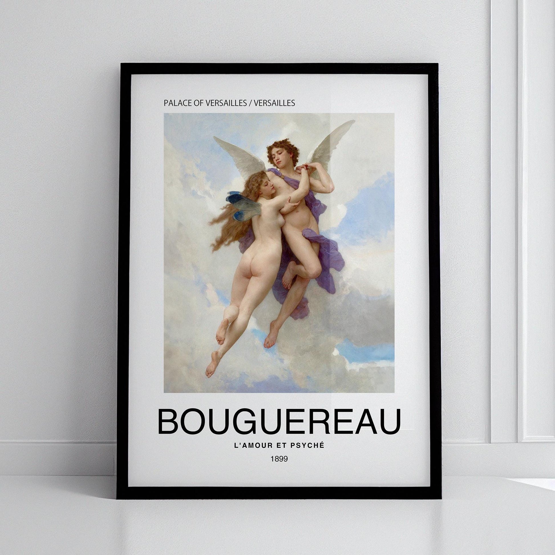 L&#39;Amour et Psyché by Bouguereau Poster Print – Classic and famous vintage wall art, famous painting, Home Decor Fine Art