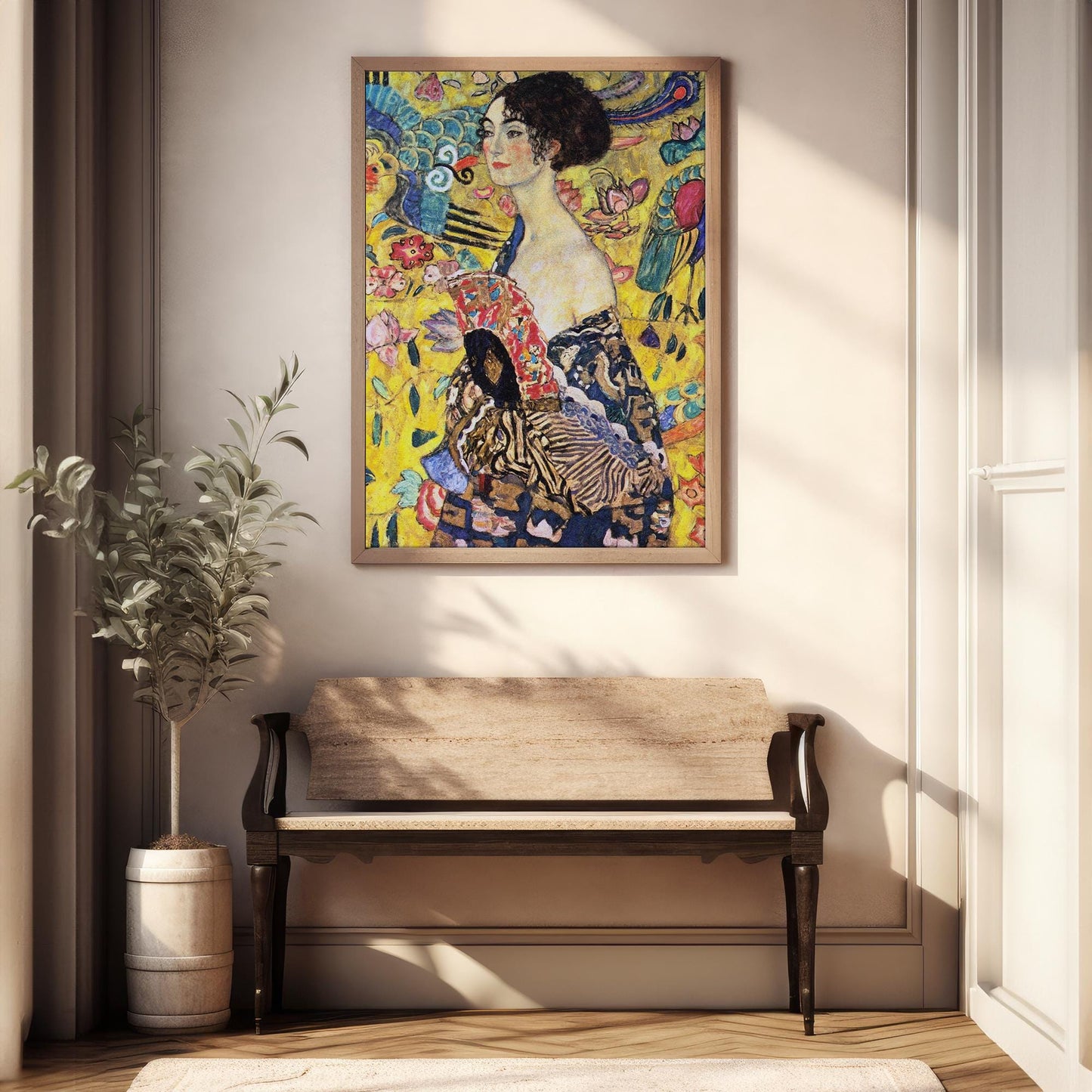 Woman with fan by Klimt Poster Print – Classic and famous vintage wall art, famous painting, Post-Impressionist, Home Decor Fine Arts