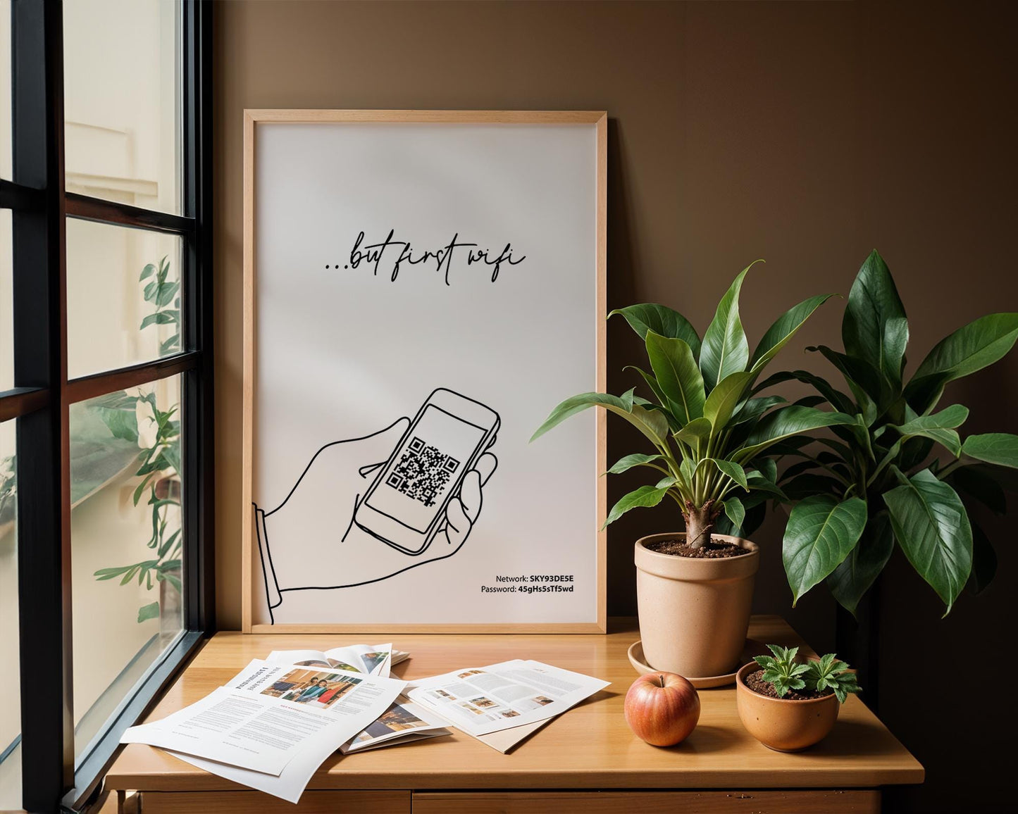 Personalised WiFi print with scan QR code to connect, internet sharing, WiFi password, QR code scanner ideal for AirBnB, Hotel, home, wifi print, wifi qr code, wifi qr scanner, wifi password, business print, nail salon, hair salon, restaurant, bar