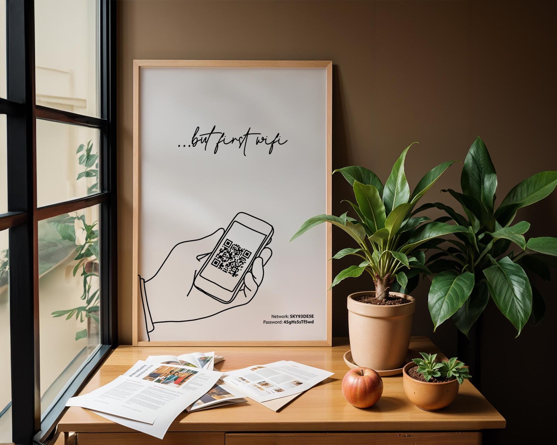 Personalised WiFi print with scan QR code to connect, internet sharing, WiFi password, QR code scanner ideal for AirBnB, Hotel, home, wifi print, wifi qr code, wifi qr scanner, wifi password, business print, nail salon, hair salon, restaurant, bar