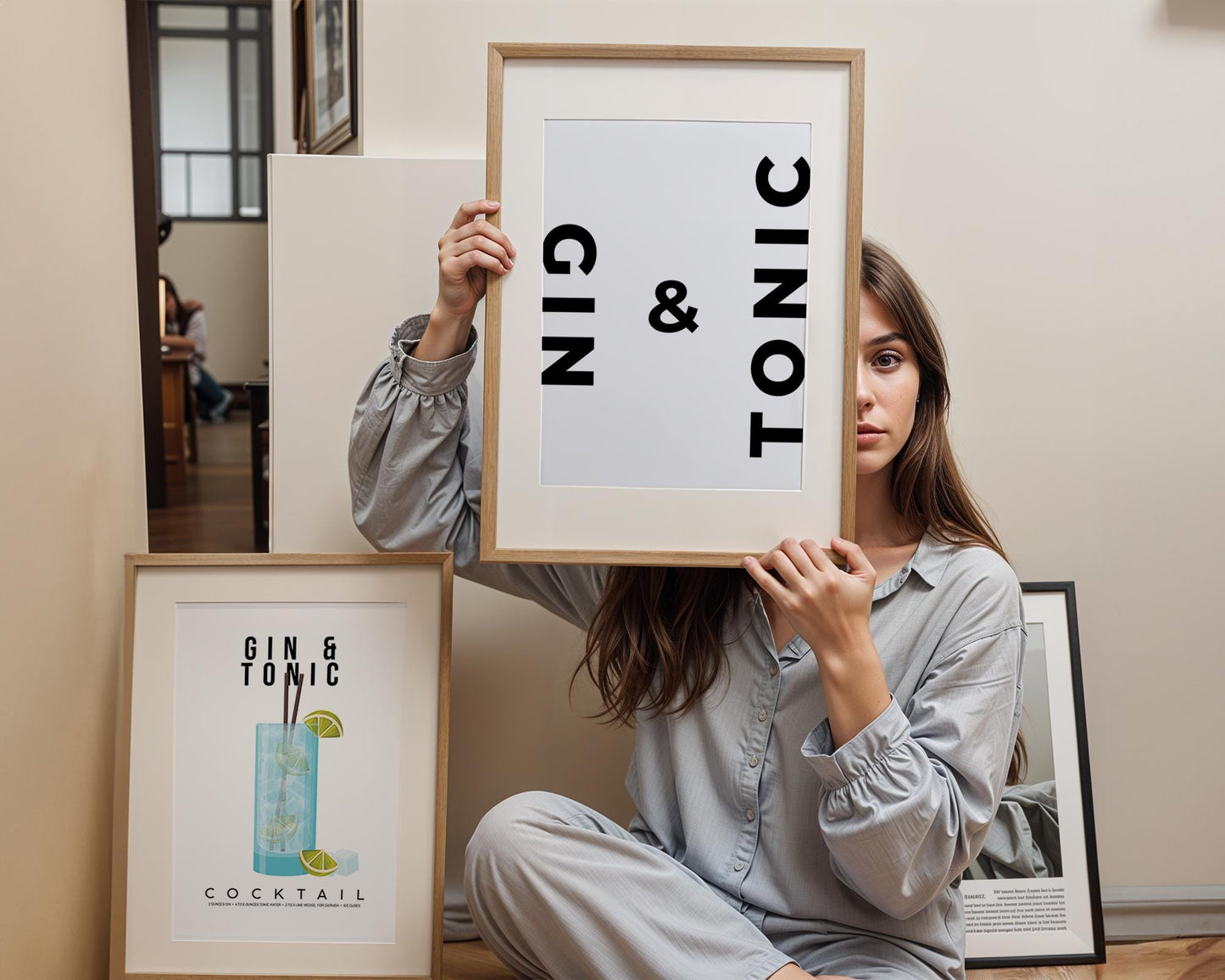 Gin and Tonic Print - Gin Poster, Kitchen Decor, Bar Art, Cocktail Poster, Minimalist Typography, Cocktail Prints, Kitchen Bar Drink Poster