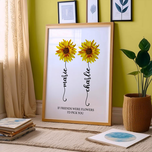 Personalised best friend gift print, Gift for daughter, Gift for friend, Gift for her, Birthday gift for mummy, Flower print for mothers day