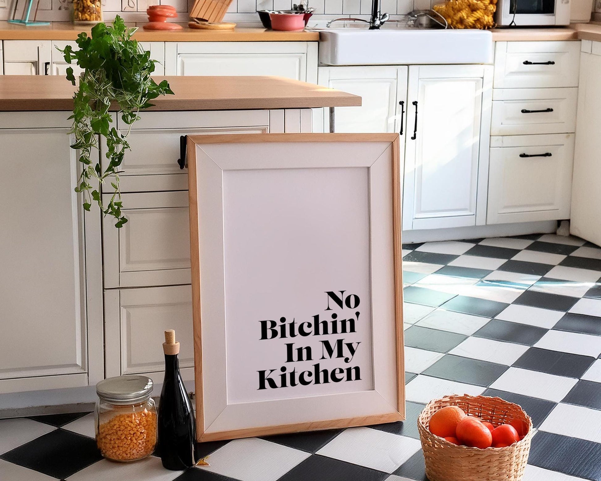 Funny Kitchen Print - No Bitchin&#39; In My Kitchen Print Wall Print, Kitchen Decor, Wall Art, Dining Room Wall Art, Quote Prints, Kitchen Signs