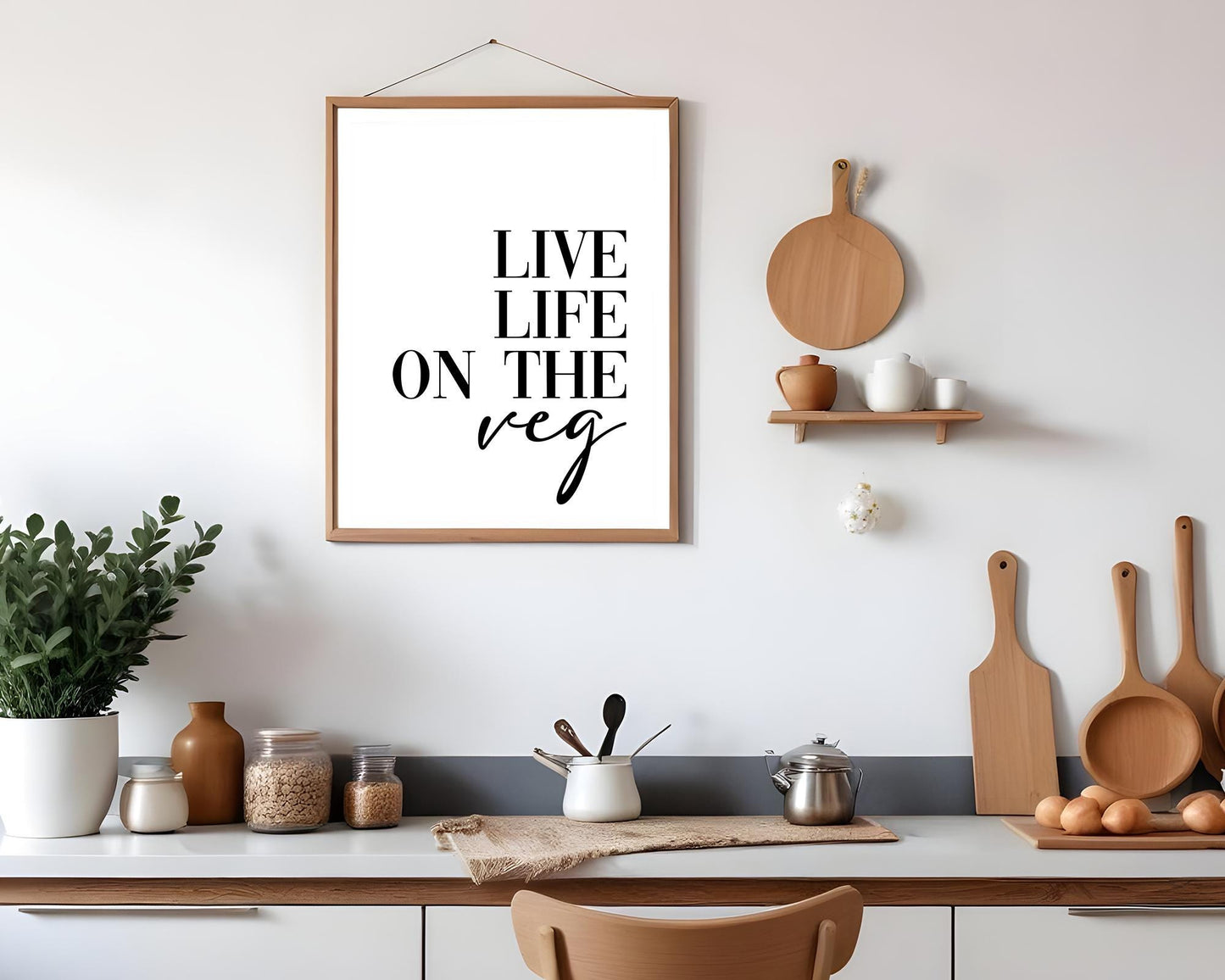 Live Life On The Veg,  Kitchen Art, Vegan Prints, Funny Kitchen Sign, Gift For Vegan, Wall Art, Home Decor, Plant Based Kitchen Wall Arts, Vegan Poster, Plant Based Kitchen Wall Art, Animal Rights Sign, Vegan Quote, Animal Activism, Animal Liberation