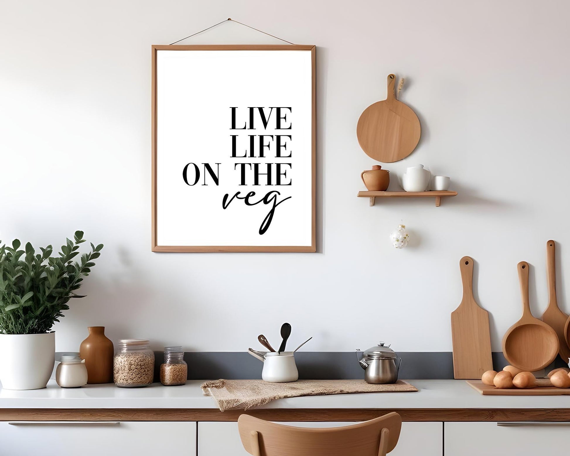 Live Life On The Veg,  Kitchen Art, Vegan Prints, Funny Kitchen Sign, Gift For Vegan, Wall Art, Home Decor, Plant Based Kitchen Wall Arts, Vegan Poster, Plant Based Kitchen Wall Art, Animal Rights Sign, Vegan Quote, Animal Activism, Animal Liberation