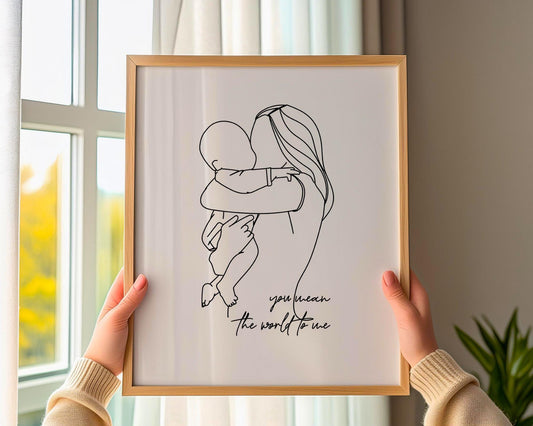 Personalised mum definition print - Custom gift with photo for mum friend, birthday gift, Christmas, Photo Gift, mum Quote, mother&#39;s day gift, new mum gift, new baby print, new baby gift idea, simple drawing print, line art, mum and child print