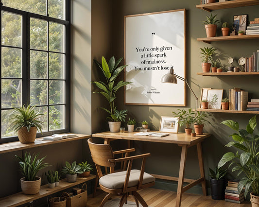 Typography Quote Wall Art - Robin Williams One Spark Of Madness Quote - You&#39;re only given a little spark of madness. You mustn&#39;t lose it, Robin Williams Quote, Robin Williams Poster,  Robin Williams Movie quotes, Best quotes, Famous Quotes