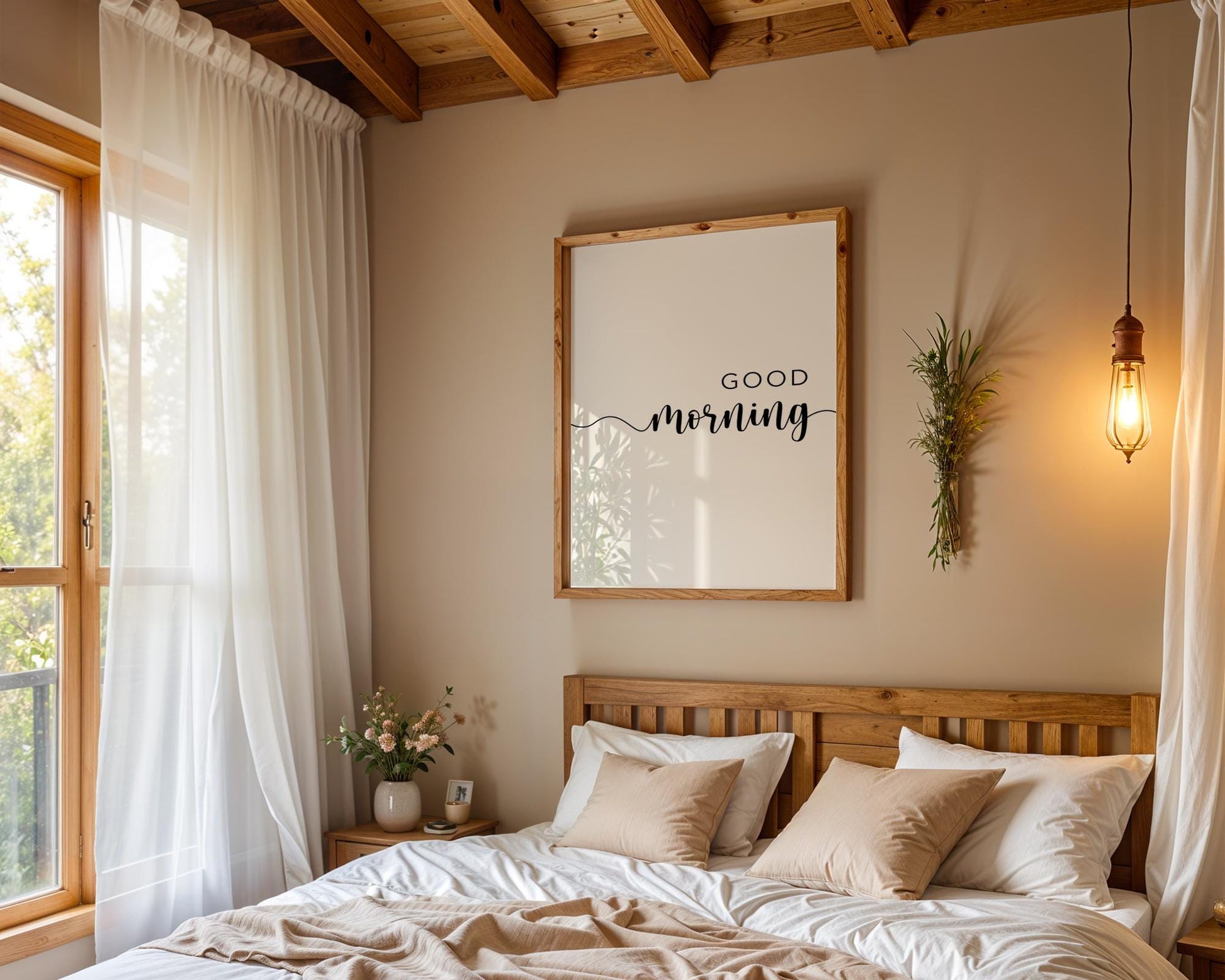 Bedroom Prints – Good Morning Is A Bedroom Wall Art, Minimalistic, Black And White Prints, Gift For Couple, Home Art Prints, Above Bed Signs, Over The Bed Sign, Couple Wall Arts, Home Prints, Boho Art Prints, Words for Bedroom, Trendy Posters