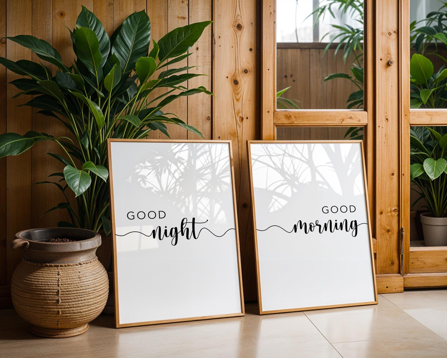 Bedroom Prints – Set of Good Morning and Good Night Bedroom Prints, Minimalistic, Black And White Prints, Gift For Couple, Home Art Prints, Above Bed Signs, Over The Bed Sign, Couple Wall Arts, Boho Art Prints, Words for Bedroom, Trendy Posters