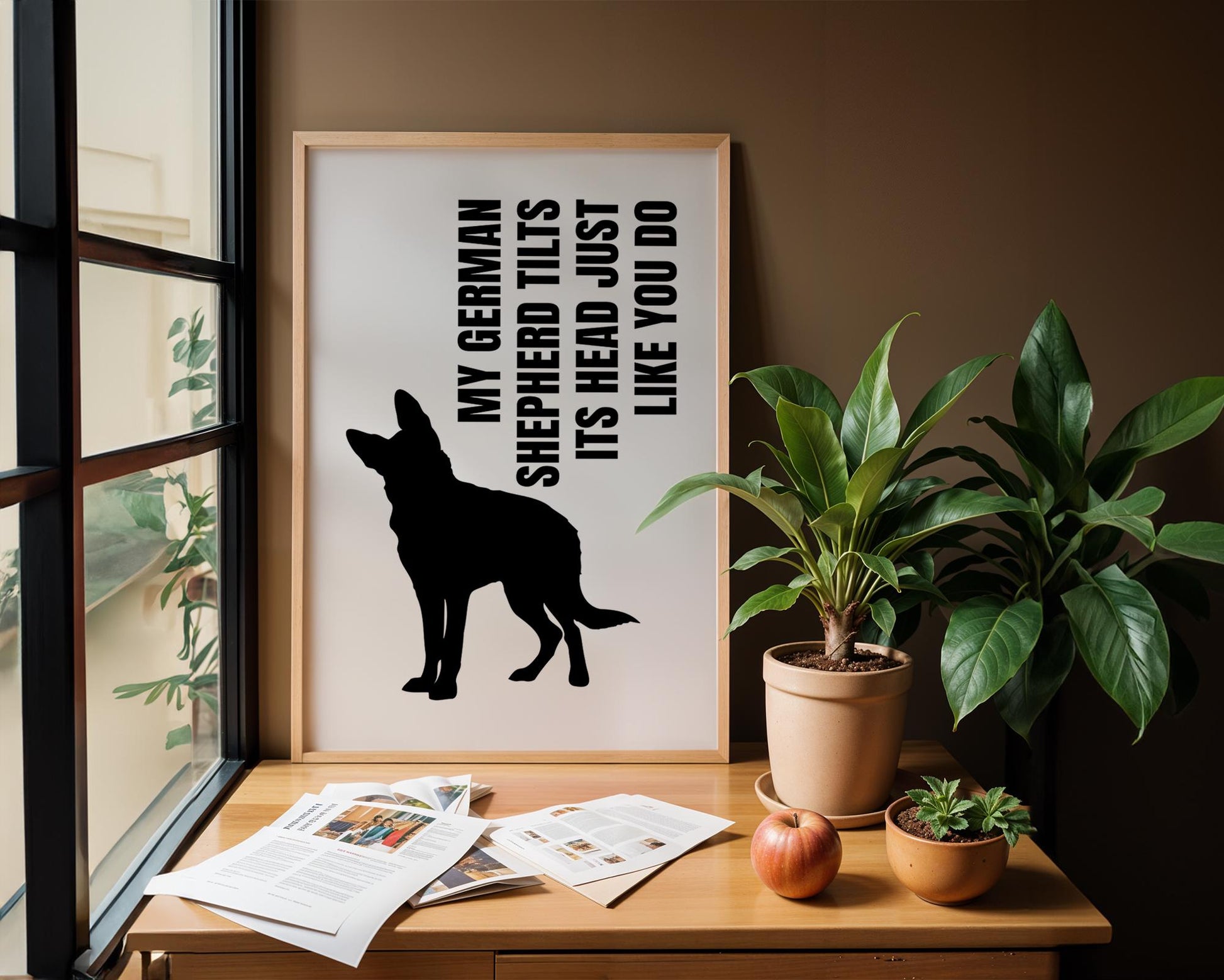 Funny German Shepherd Print, Tilting Head Alsatian Dog Poster, German Shepherd Illustration, Dog Owner Gift, Funny Dog Poster, Dog Drawing,Pet Lover Print, Gift For Dog Owner, Alsatian Dog Breed, Dog Definition Prints, Tilt Head, Dog Lover Gift