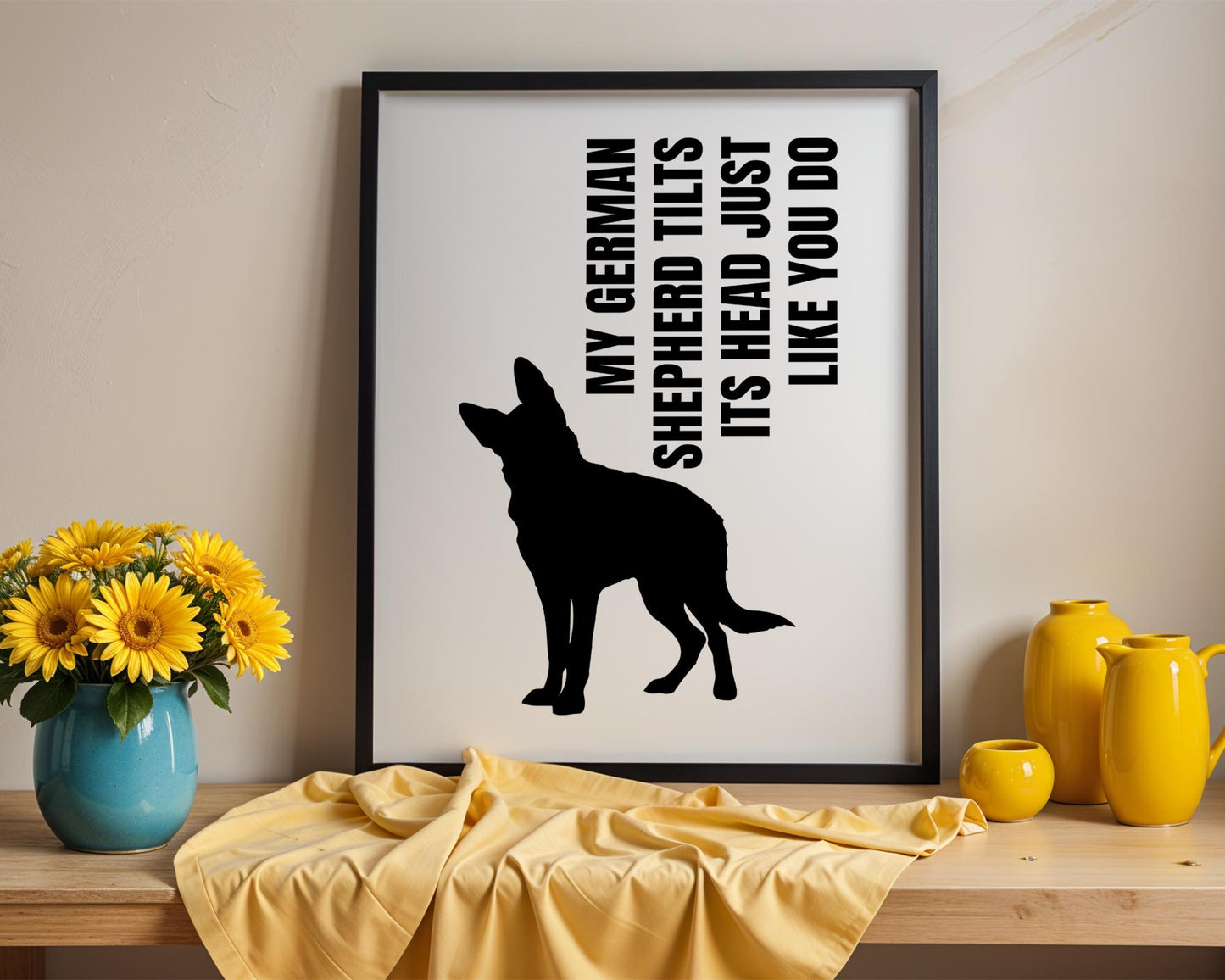 Funny German Shepherd Print, Tilting Head Alsatian Dog Poster, German Shepherd Illustration, Dog Owner Gift, Funny Dog Poster, Dog Drawing,Pet Lover Print, Gift For Dog Owner, Alsatian Dog Breed, Dog Definition Prints, Tilt Head, Dog Lover Gift