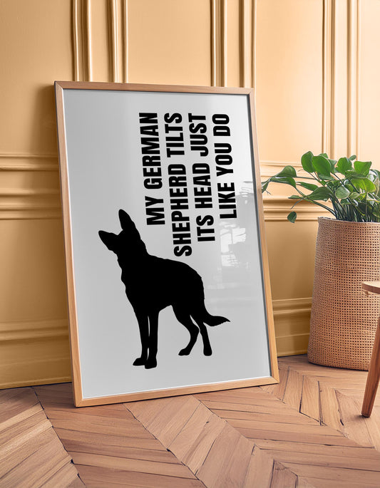 Funny German Shepherd Print, Tilting Head Alsatian Dog Poster, German Shepherd Illustration, Dog Owner Gift, Funny Dog Poster, Dog Drawing,Pet Lover Print, Gift For Dog Owner, Alsatian Dog Breed, Dog Definition Prints, Tilt Head, Dog Lover Gift