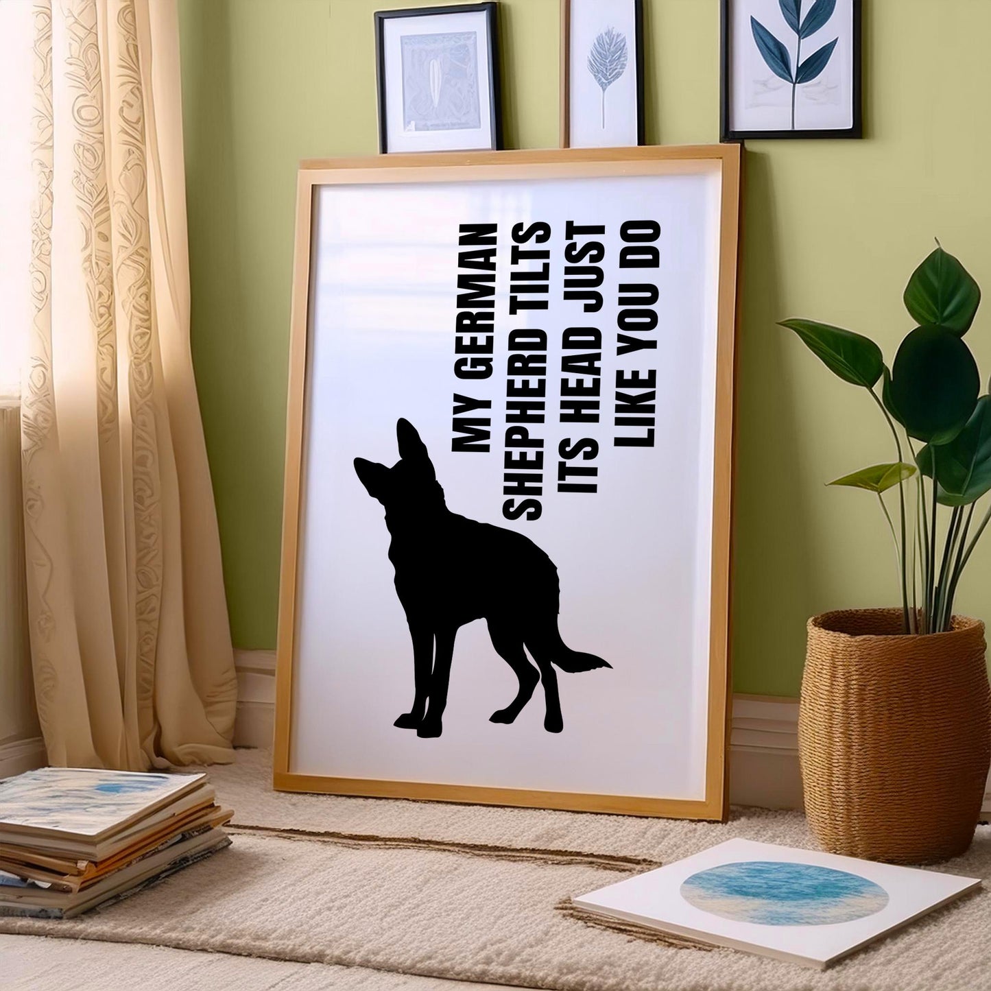 Funny German Shepherd Print, Tilting Head Alsatian Dog Poster, German Shepherd Illustration, Dog Owner Gift, Funny Dog Poster, Dog Drawing,Pet Lover Print, Gift For Dog Owner, Alsatian Dog Breed, Dog Definition Prints, Tilt Head, Dog Lover Gift