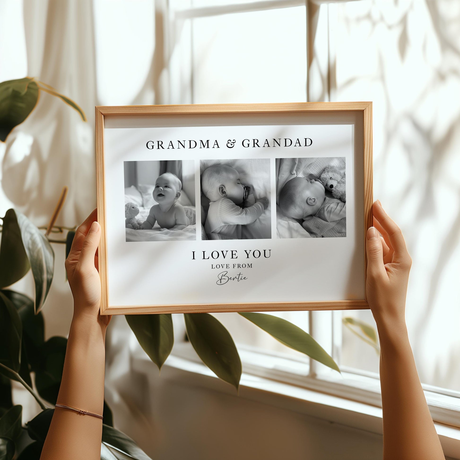 Personalise baby print Custom gift with photo for grandparents, birthday gift, Christmas, Photo Gift, grandchild photo collage, Personalised Grandparents New Baby Print Ideal for Christening, Baby Arrival Day Gift or First Birthday, Collage Memorable Gift for Grandmother, Grandfather