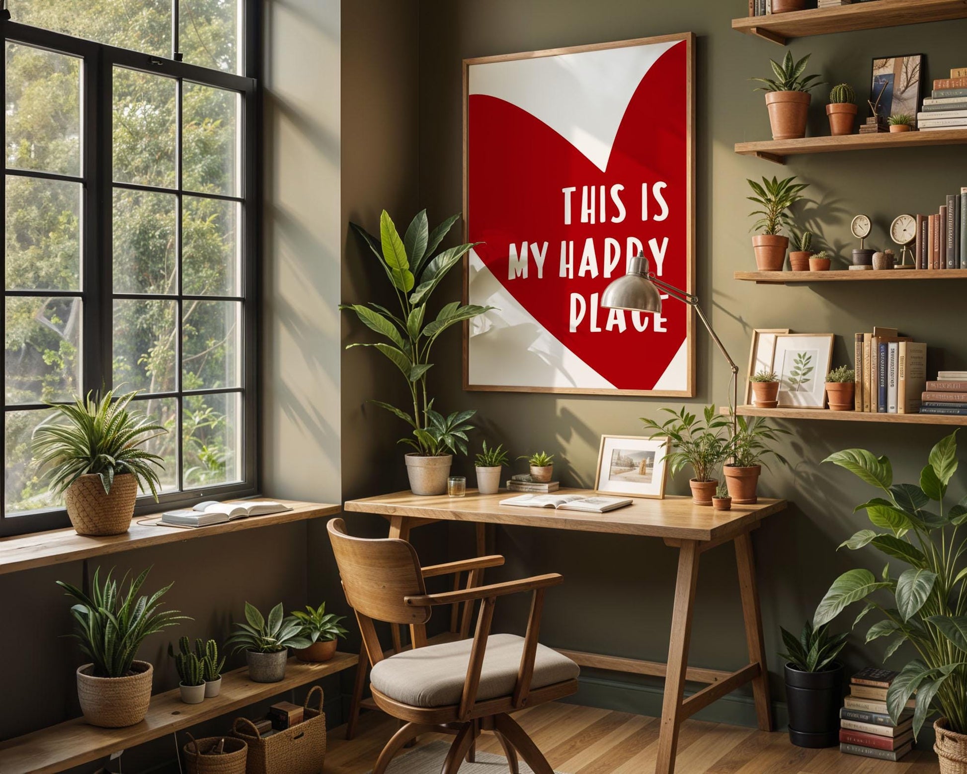 Colourful quote print featuring the phrase “This Is My Happy Place” in cheerful modern typography. Bright and uplifting wall art that adds positivity to any room, from bedroom to living space. Ideal as a thoughtful gift or mood-boosting home décor. Printed to order on premium satin photo paper by Hues & Reflections UK.
