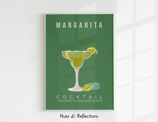 Margarita Recipe Print, Cocktail Wall Art, Printable Bar Cart Decor, Minimalist Kitchen Poster, Tequila Cocktail Gift, Digital Download
