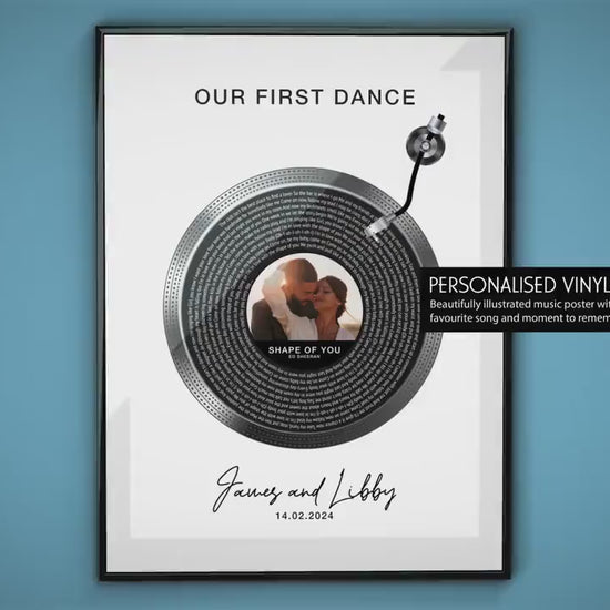 Personalised Photo Vinyl Lyrics Print, Custom Wedding Song Anniversary Gift for Her, Couple Gift, Song Lyrics Print, First Dance Song Poster