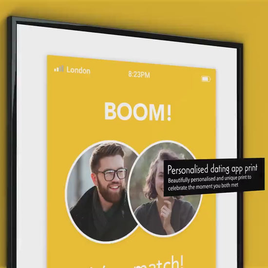 Personalised dating app match with photos print, ideal for couples who met online or through a dating app, couple gift, anniversary gift art