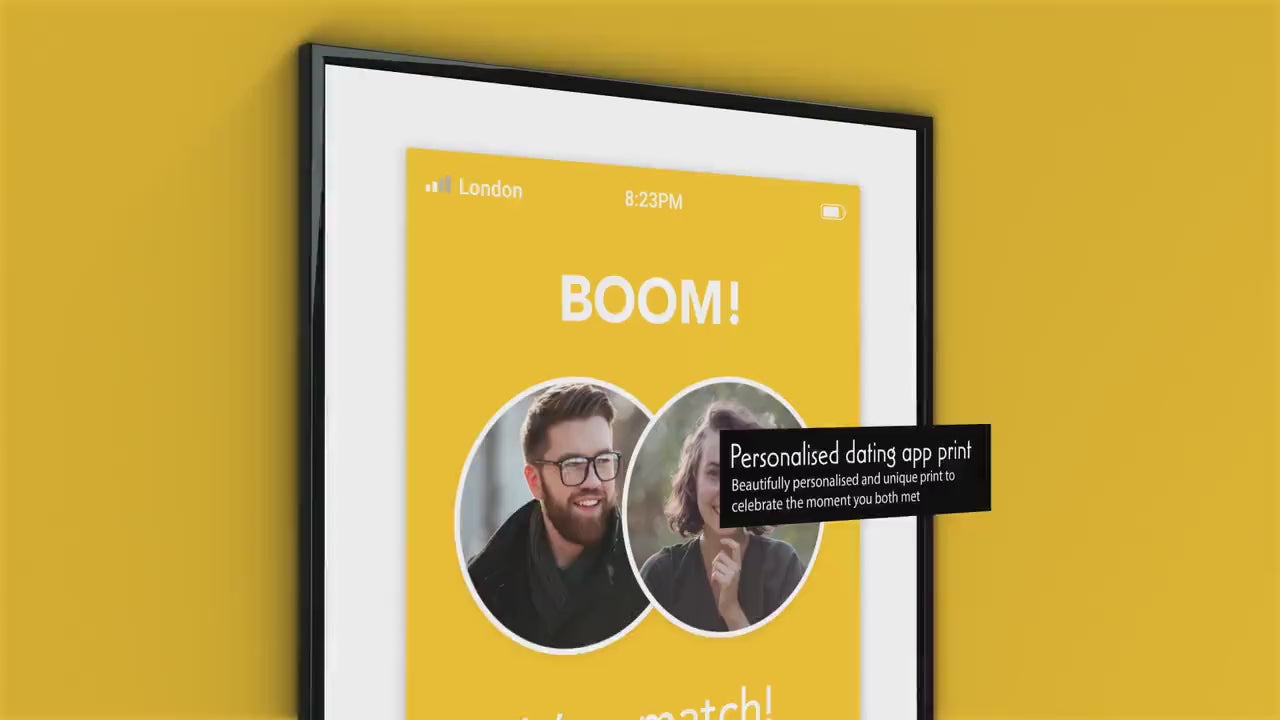 Personalised dating app match with photos print, ideal for couples who met online or through a dating app, couple gift, anniversary gift art