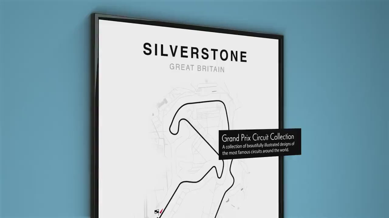 Silverstone Grand Prix Circuit Print, Formula 1 Track Poster, Office wall art, Gifts for him, F1 race map frame, F1 Poster, Car race fan art