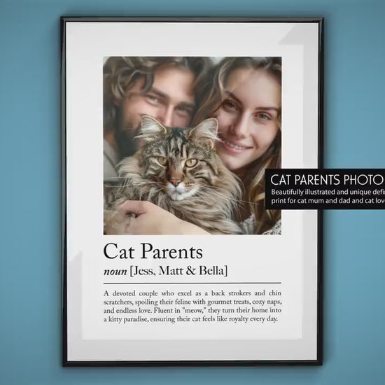 Personalised Cat Parents Definition Print - Custom gift with photo for cat lovers, Gift for cat mum, Cat owner gift idea, Gift for her
