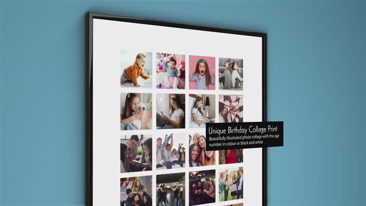 30th Birthday personalised photo print, Birthday photo collage, Personalised gift for a special birthday, Photo memories mood board prints