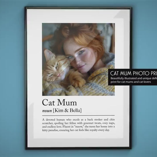 Personalised Cat Mum Definition Print - Custom gift with photo for cat lovers, Gift for cat mum, Cat owner gift idea, Gift for her, Wall art