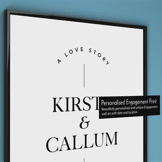 Personalised engagement date and location print, ideal for couples who just got engaged, engagement gift, couple gift, gift for fiancé