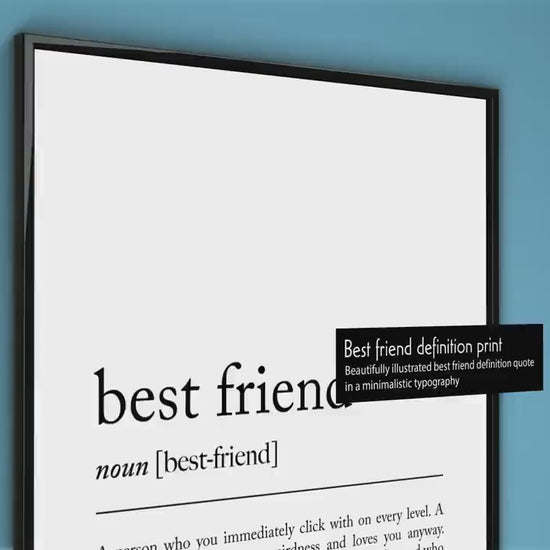 Best friend definition print - Minimalist gift with quote for best friend, birthday gift, soulmates, typographic Gift, Best Friend Quote