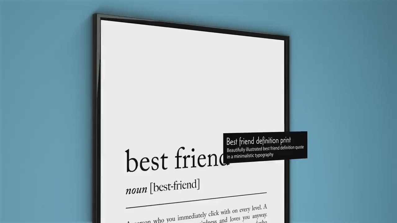 Best friend definition print - Minimalist gift with quote for best friend, birthday gift, soulmates, typographic Gift, Best Friend Quote
