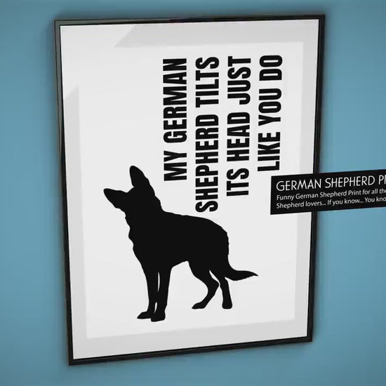 Funny German Shepherd Print, Tilting Head Alsatian Dog Poster, German Shepherd Illustration, Dog Owner Gift, Funny Dog Poster, Dog Drawing